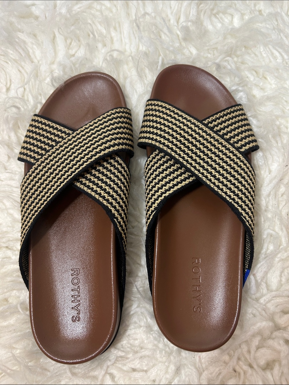 Rothy’s The Weekend Woven Cross-Strap Slide Sandals in Brown and Black size 9.5 - Picture 5 of 10